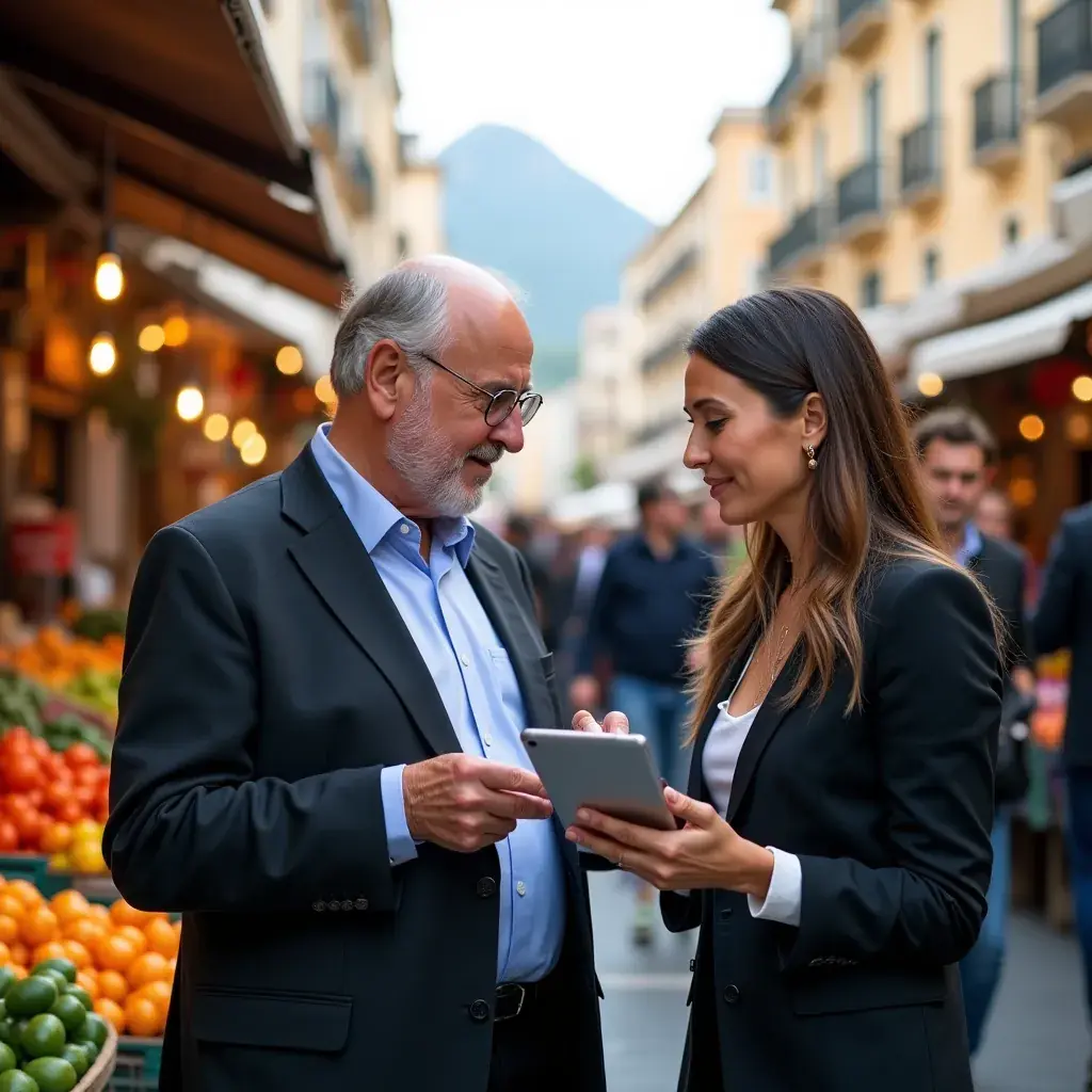 Specialista che fornisce consulenza a un imprenditore in un incontro