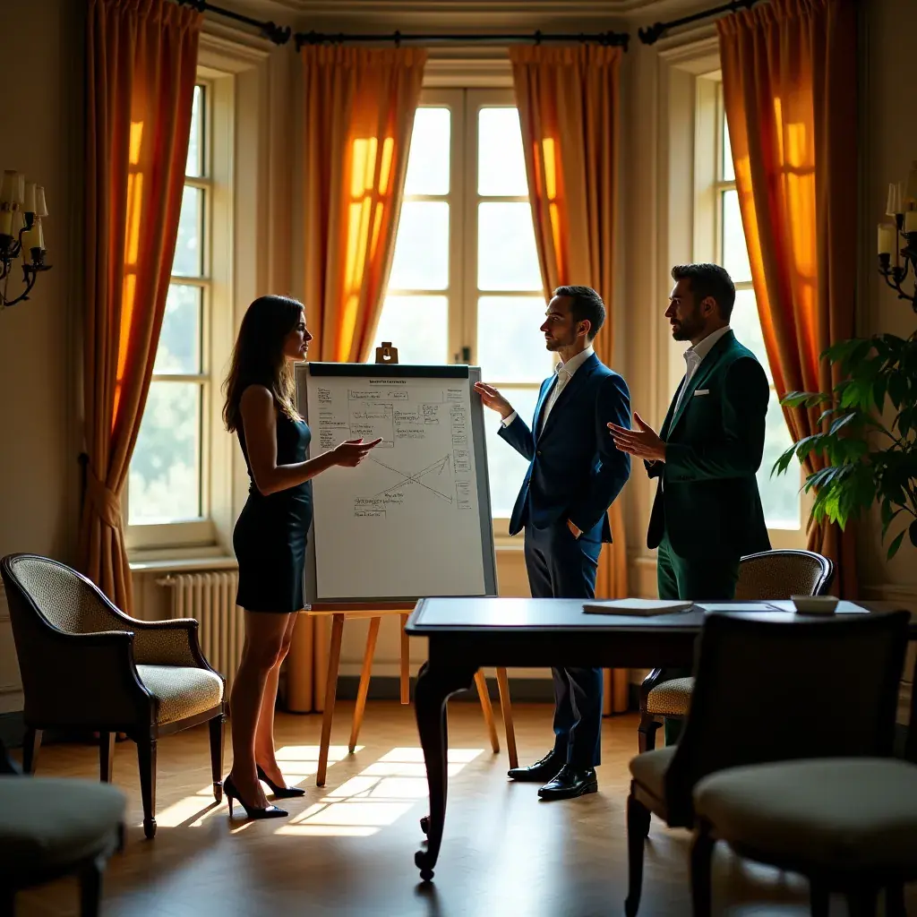 Consulente aziendale che discute strategie con un cliente